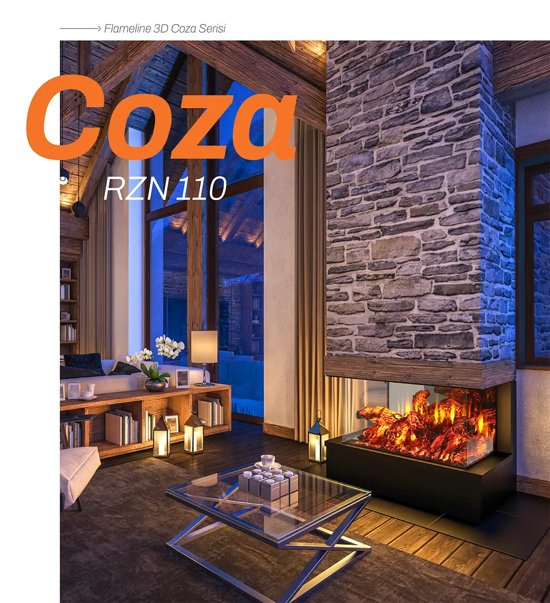 Coza RZN 110 Elektrikli Şömine 11 COZA: Huzurun ve Sıcaklığın Yeni Adı COZA, 3 cepheli cam tasarımıyla yaşam alanlarınıza zarafet katarken, size huzurlu bir atmosfer sunar. Gerçek meşe odununun yanma sesi ve 3 boyutlu FlameLog odunları sayesinde, iç dünyanızda sakin ve rahatlatıcı bir yolculuğa çıkarsınız. Hayatın koşuşturmasından uzaklaşıp, dinginliğin tadını çıkarmak istediğiniz anlarda COZA, size özel bir kaçış noktası yaratır. Ayrıca, mekanlarınıza uyum sağlayan isteğe bağlı “L” yüzey seçeneği ile COZA, her türlü yaşam alanına şıklık ve fonksiyonellik getirir.